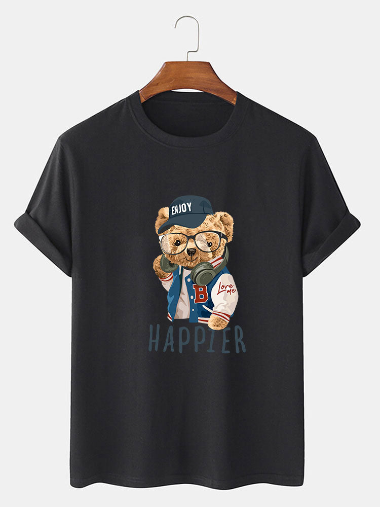Baseballjack T-shirt met Beren Slogan Print