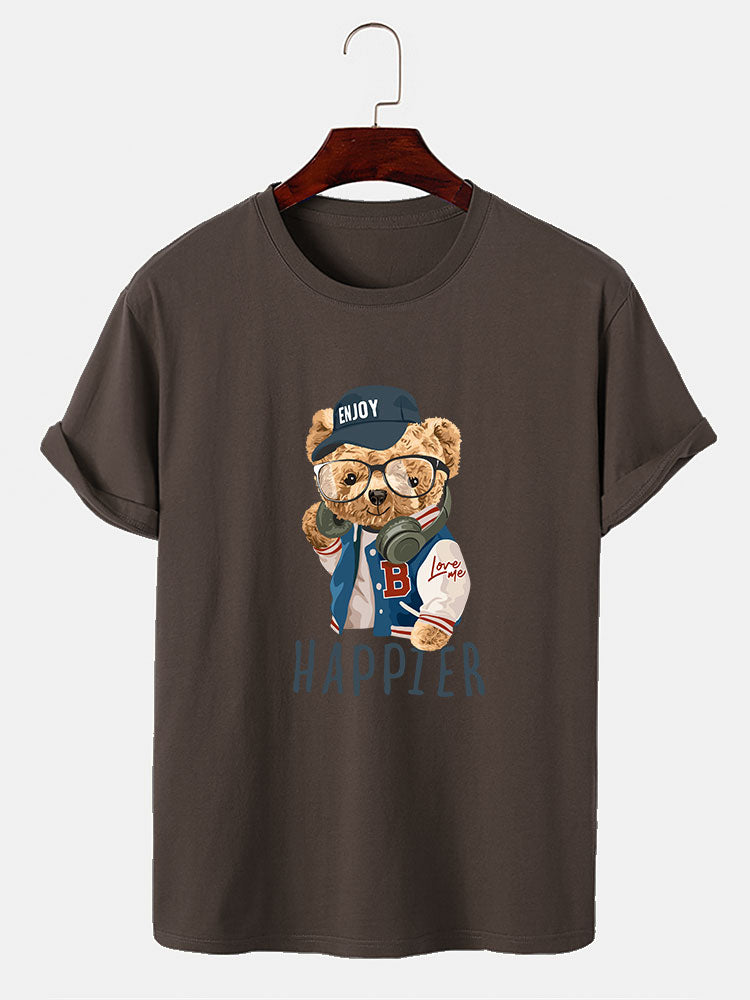 Baseballjack T-shirt met Beren Slogan Print