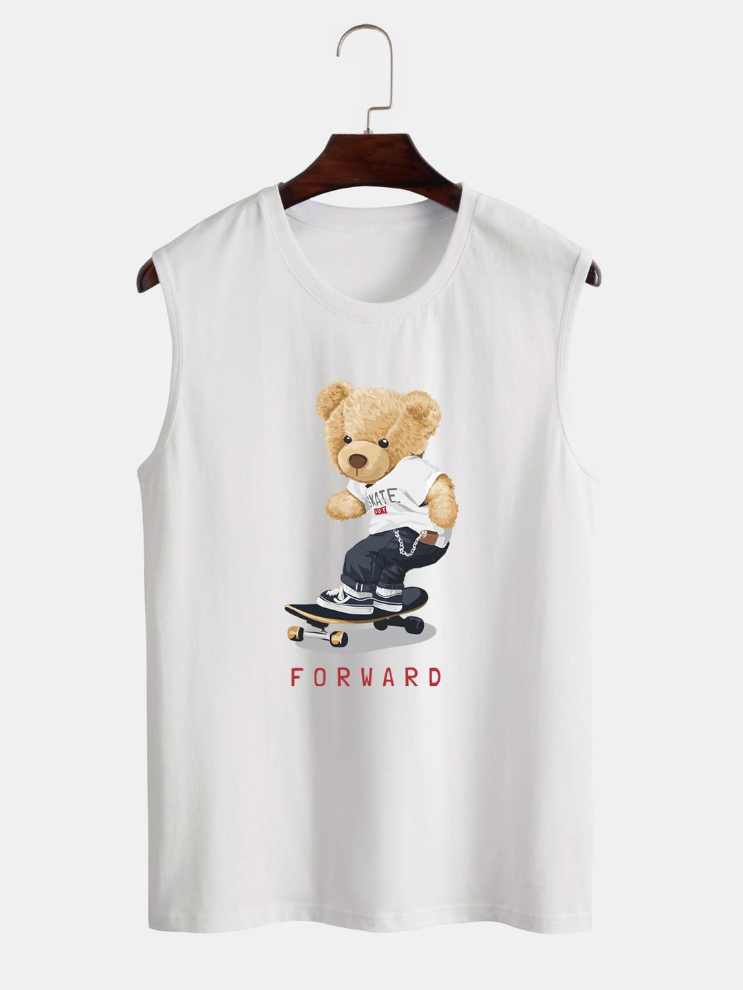 Hoooyi Skateboard Beer Print Tanktop