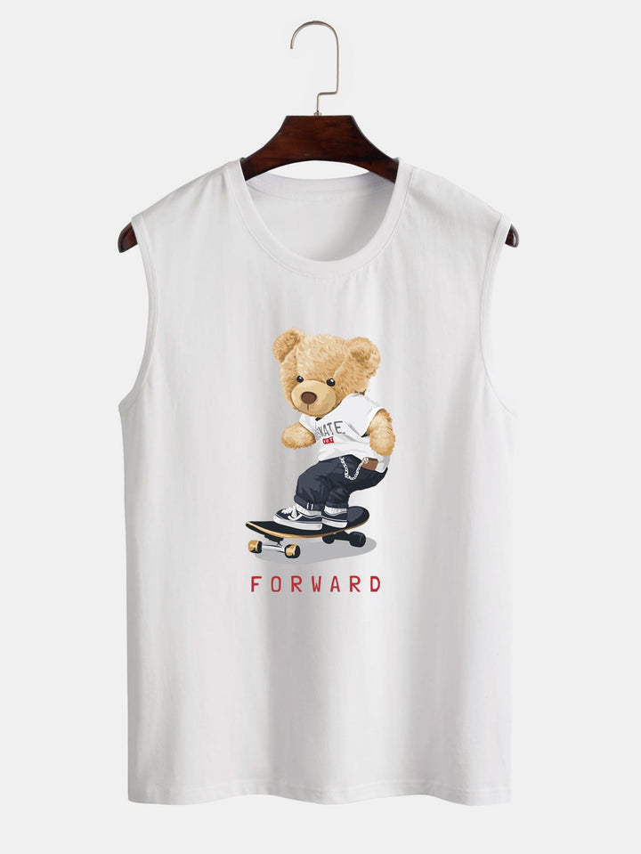 Hoooyi Skateboard Beer Print Tanktop