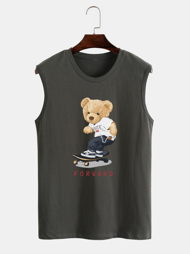 Hoooyi Skateboard Beer Print Tanktop