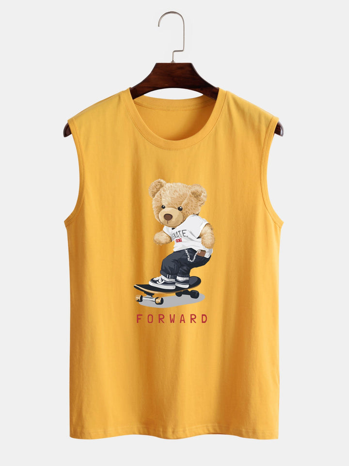Hoooyi Skateboard Beer Print Tanktop