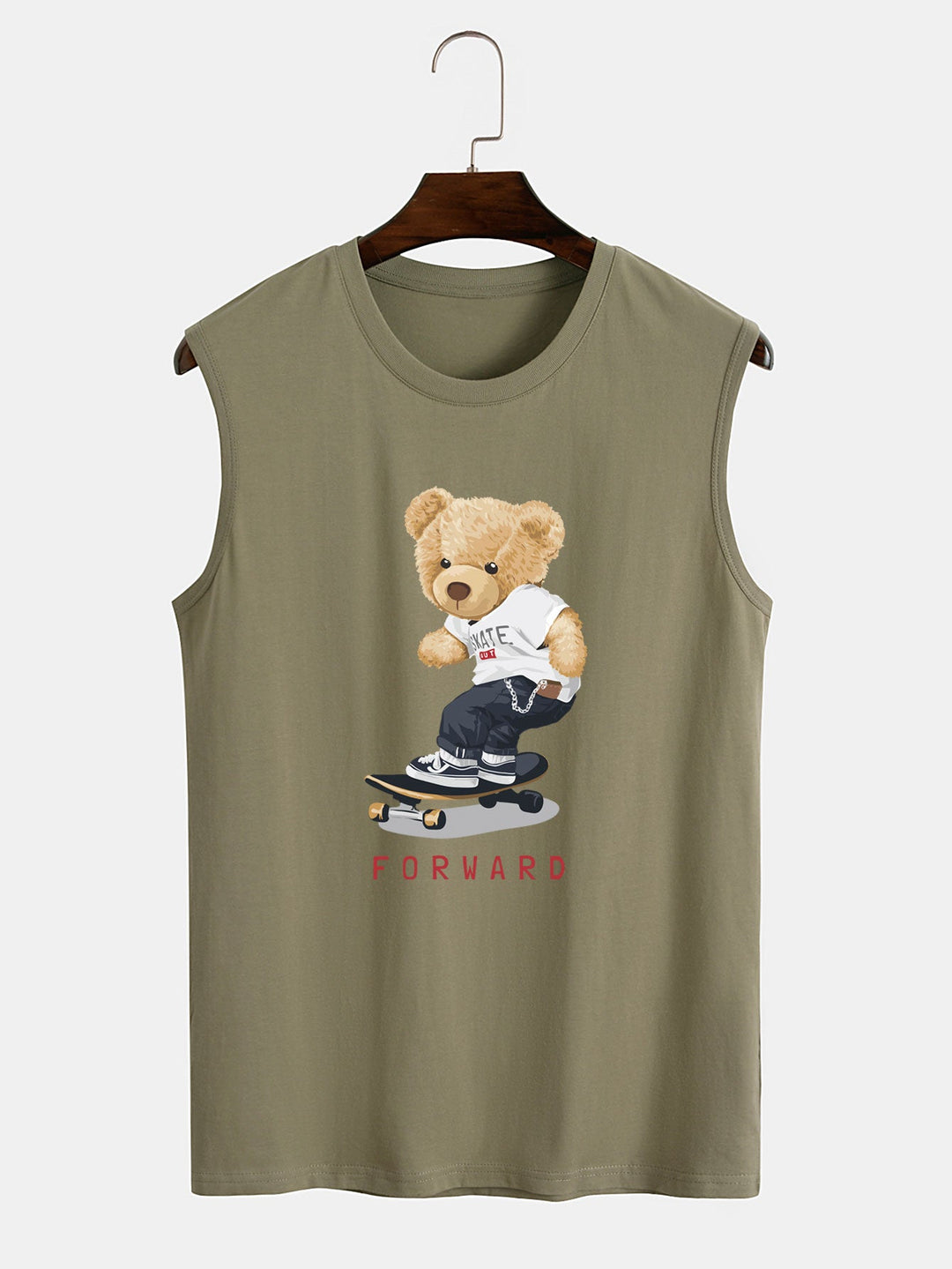 Hoooyi Skateboard Beer Print Tanktop