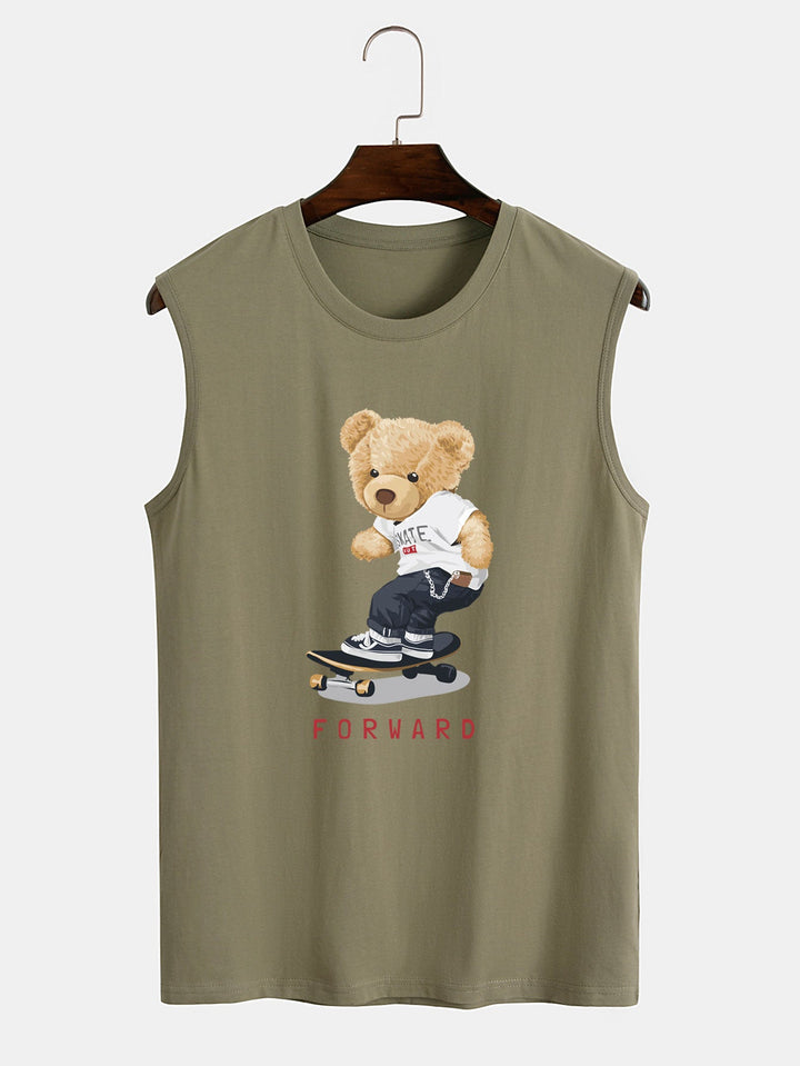 Hoooyi Skateboard Beer Print Tanktop