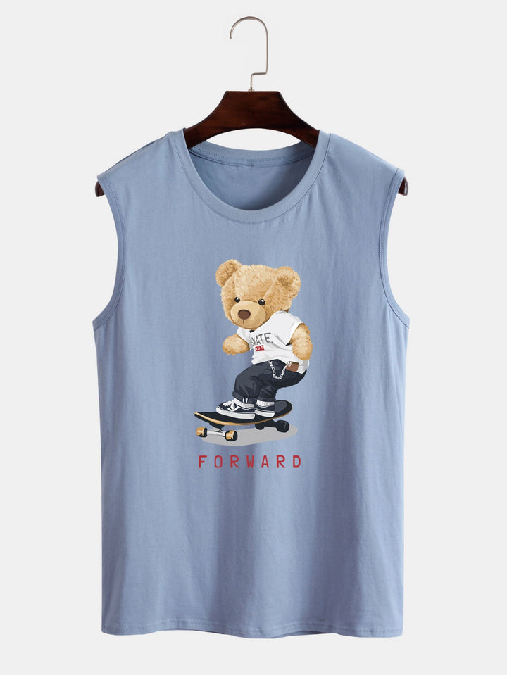Hoooyi Skateboard Beer Print Tanktop
