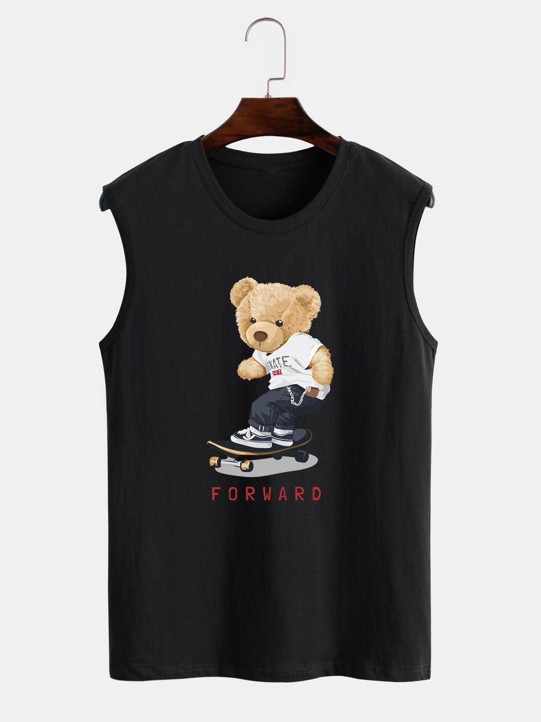 Hoooyi Skateboard Beer Print Tanktop
