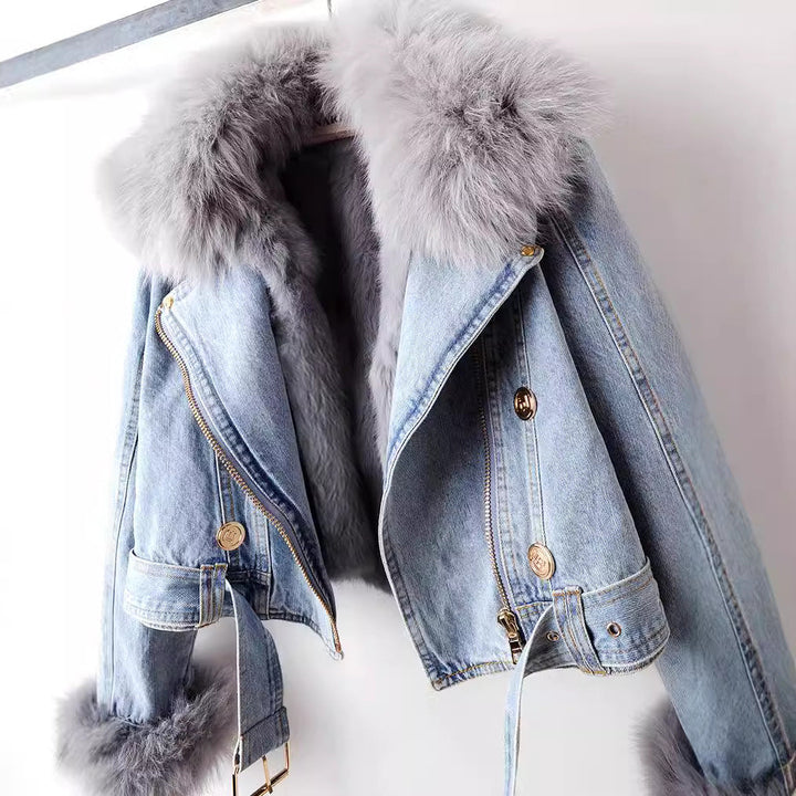 Aurelia™ l Luxe Lined Fox Fur Denim Coat