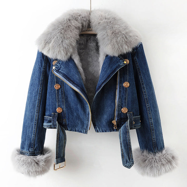 Aurelia™ l Luxe Lined Fox Fur Denim Coat