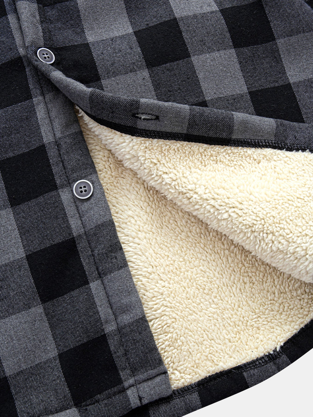 Teddy-lined plaid hooded blouse