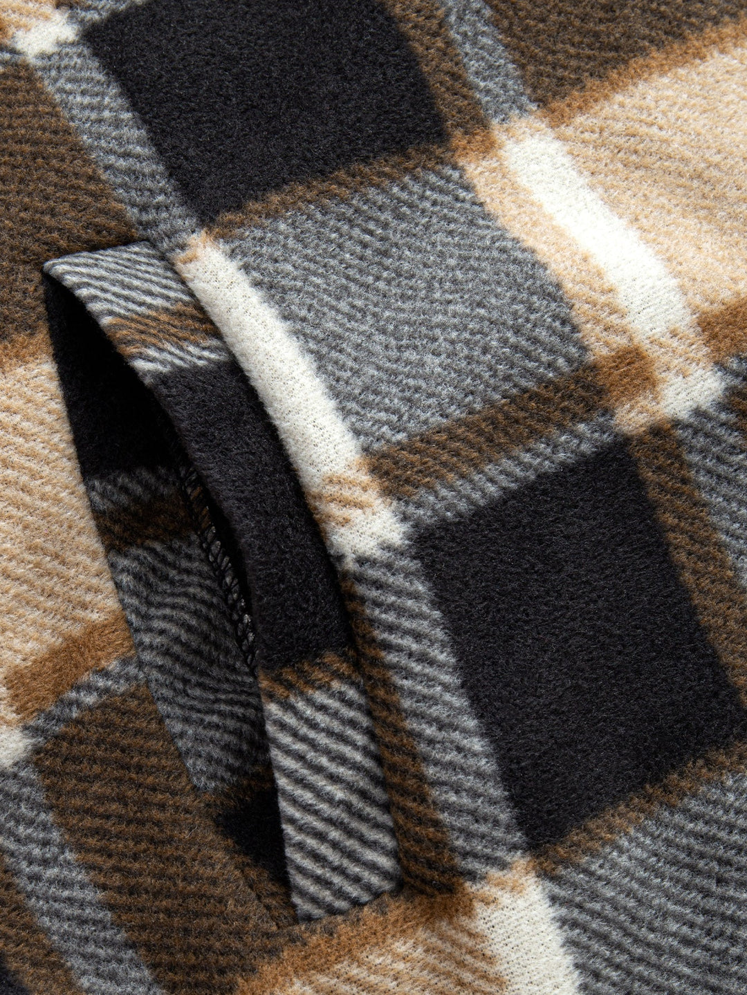 Flannel fleece-lined zipper hooded shirt