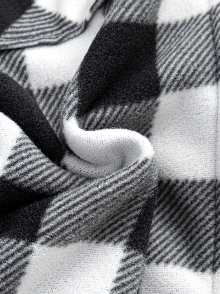 Flannel fleece-lined zipper hooded shirt