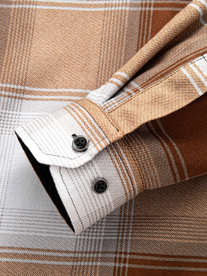 Fleece gevoerde flanellen capuchonoverhemd