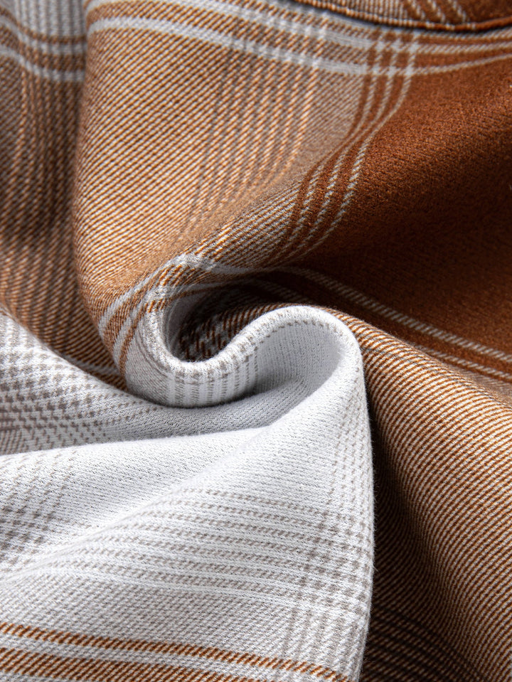 Fleece gevoerde flanellen capuchonoverhemd