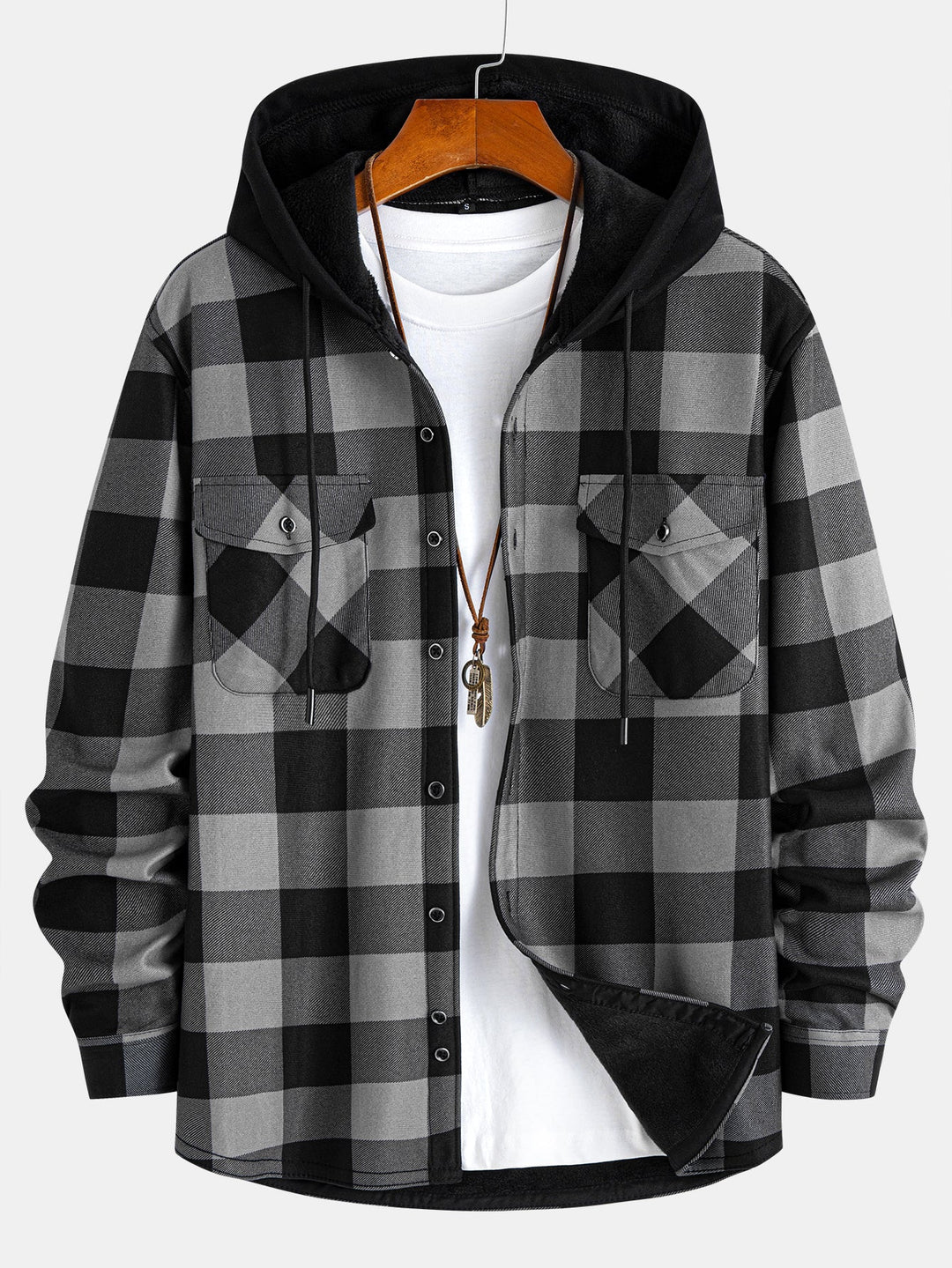 Flanellen fleece gevoerd hoodie shirt