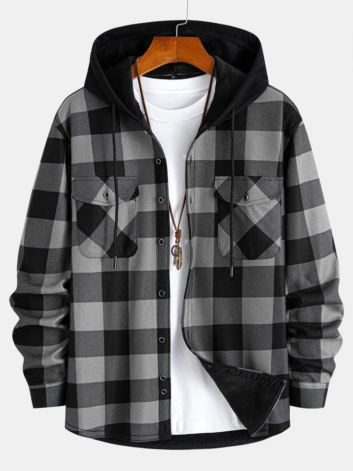 Flanellen fleece gevoerd hoodie shirt