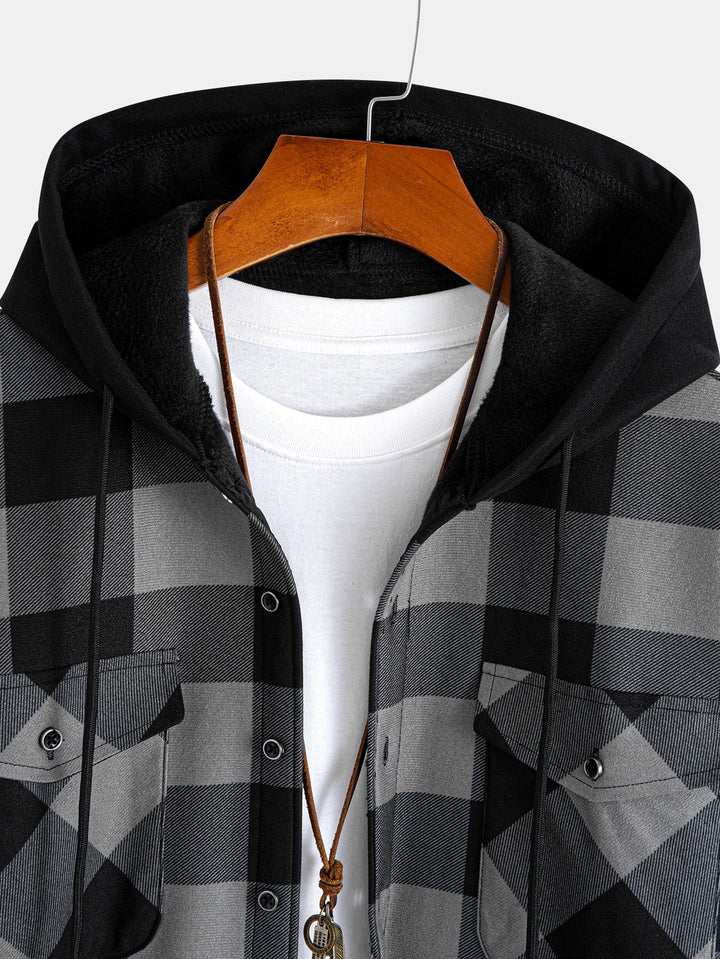 Flanellen fleece gevoerd hoodie shirt