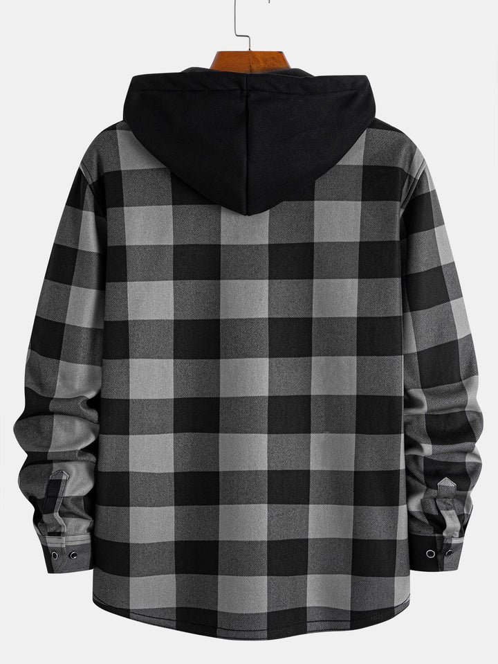 Flanellen fleece gevoerd hoodie shirt