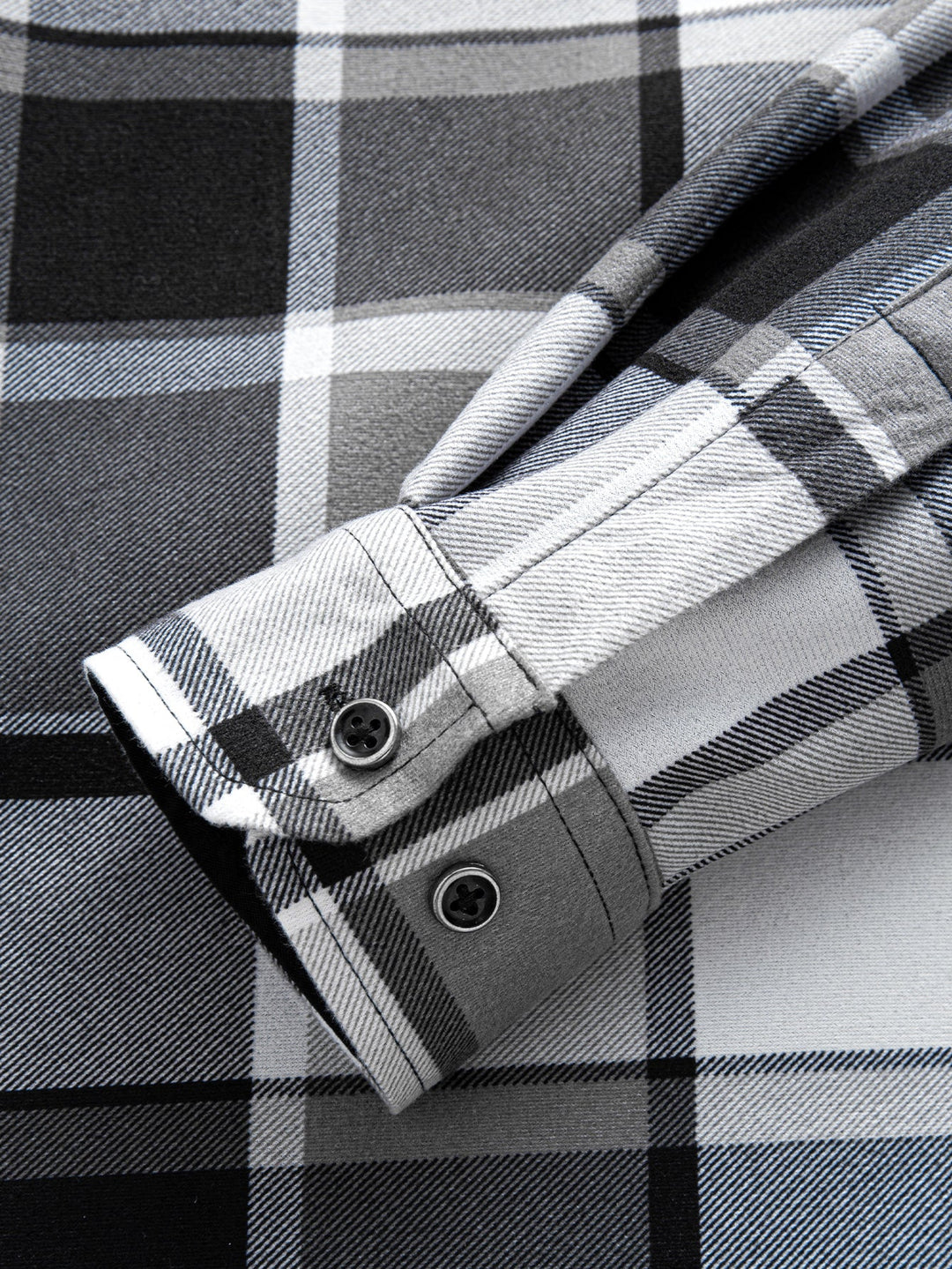 Flannel fleece-lined hooded blouse with buttons