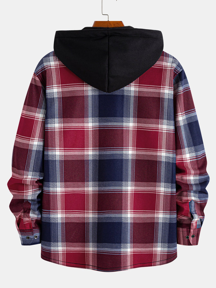 Fleece gevoerde flanellen capuchonoverhemd