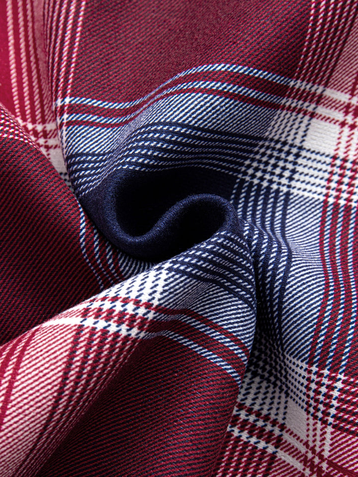 Fleece gevoerde flanellen capuchonoverhemd