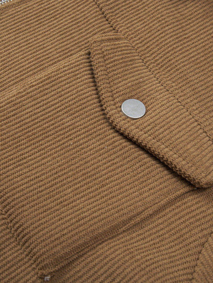 Teddy gevoerde ritssluiting corduroy jas