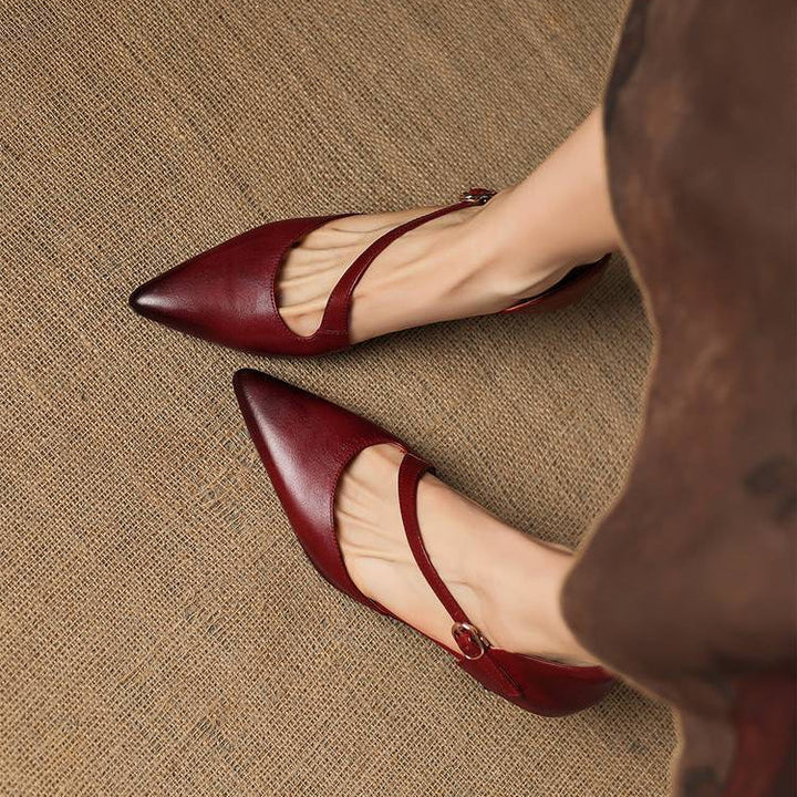 Avena Genuine Leather Crossover Strap Heels