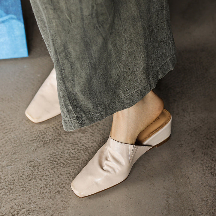 Elise Square-Toe Leather Mules