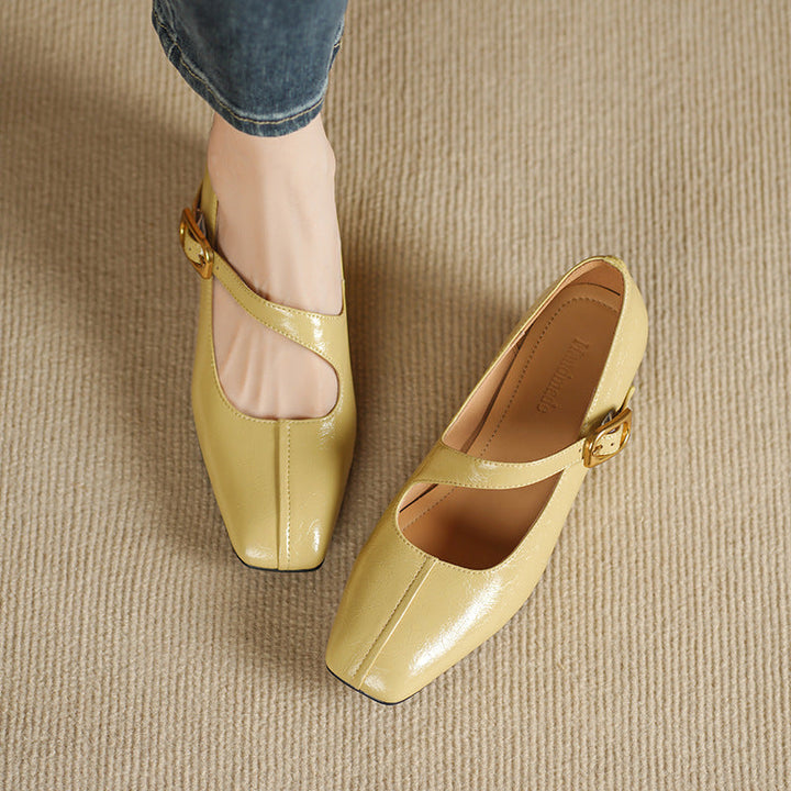 Viora Genuine Leather Mary Jane Heels