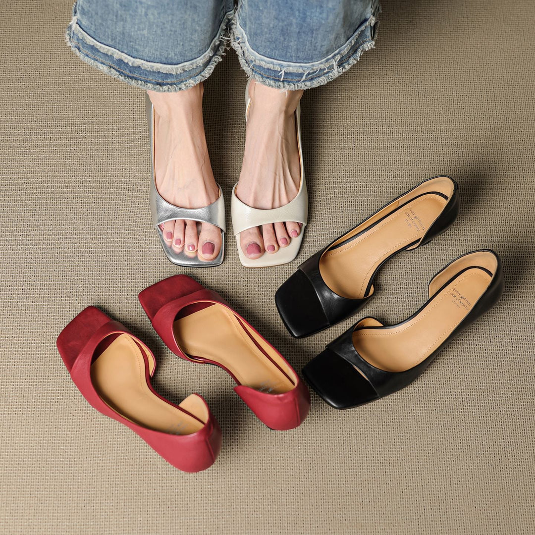 Celin Peep Toe Genuine Leather Heels