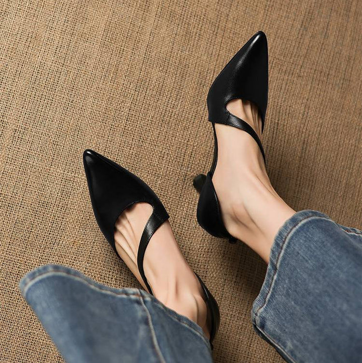 Avena Genuine Leather Crossover Strap Heels
