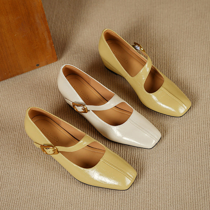 Viora Genuine Leather Mary Jane Heels