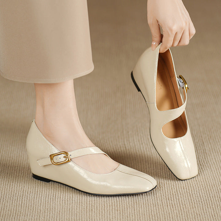 Viora Genuine Leather Mary Jane Heels