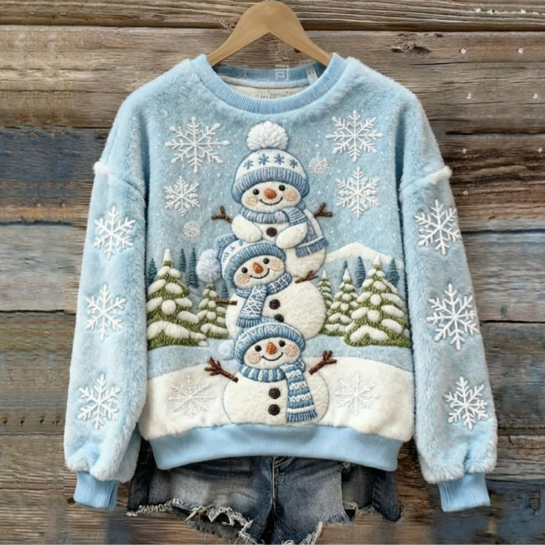 Snowman Family Fluffy Sweater