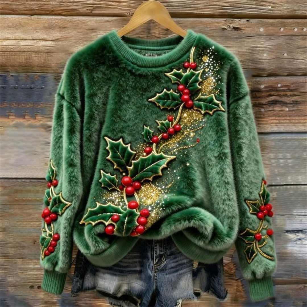 Holly Berry Luxe Fluffy Sweater