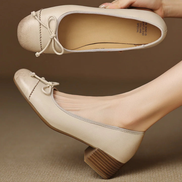 Elara Soft Leather Ballet Heels