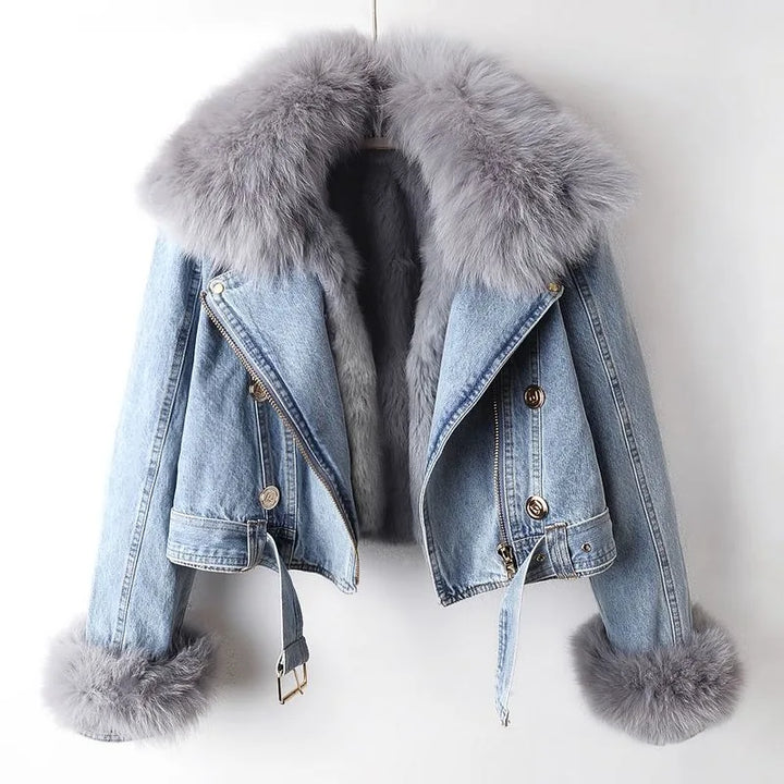 Aurelia™ l Luxe Lined Fox Fur Denim Coat