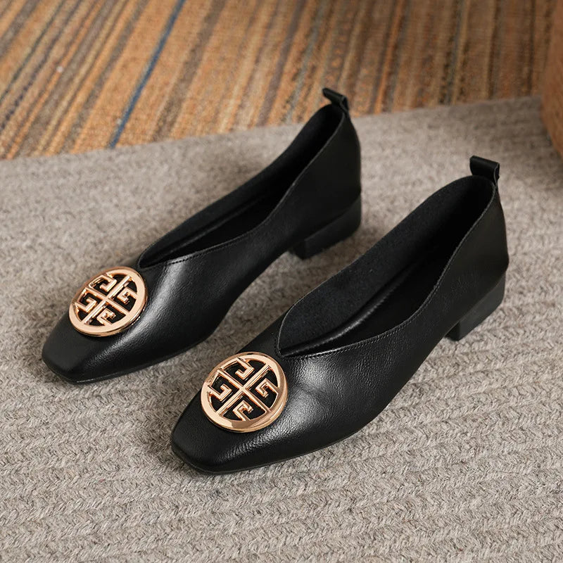 Maple Genuine Leather Comfort Flats