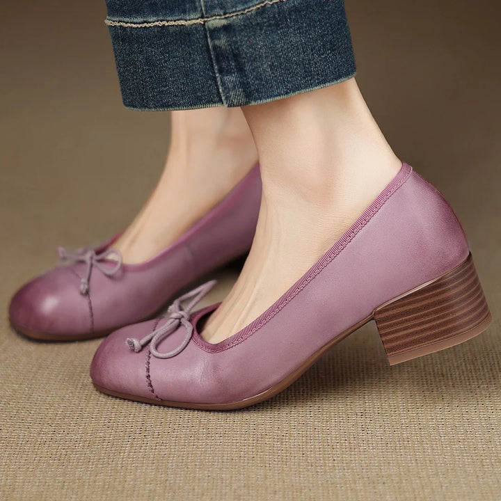 Elara Soft Leather Ballet Heels