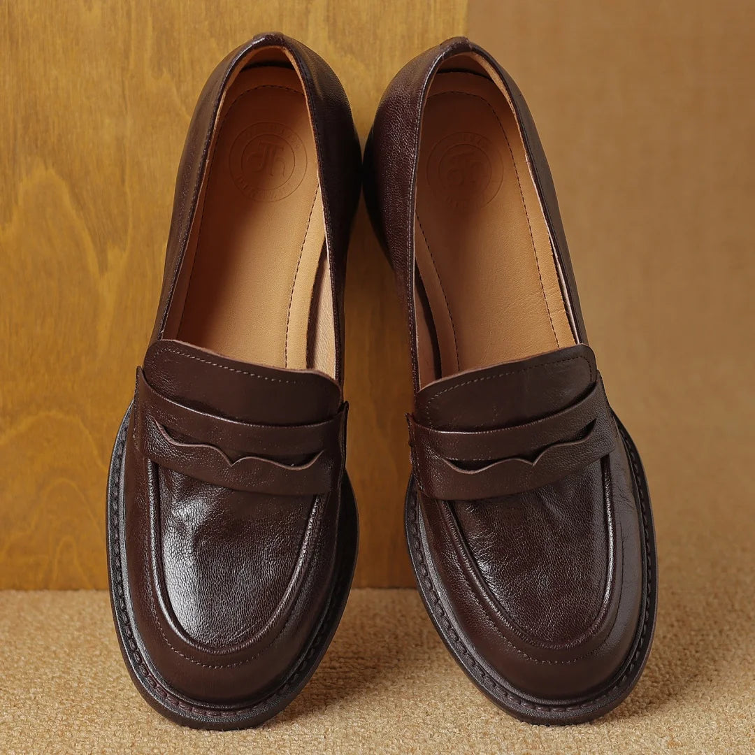Umber Genuine Leather Heels