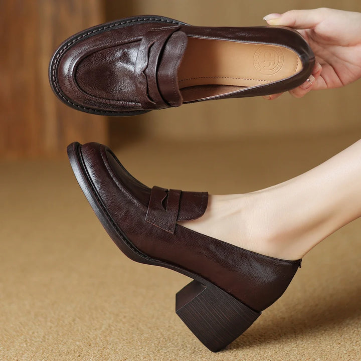 Umber Genuine Leather Heels