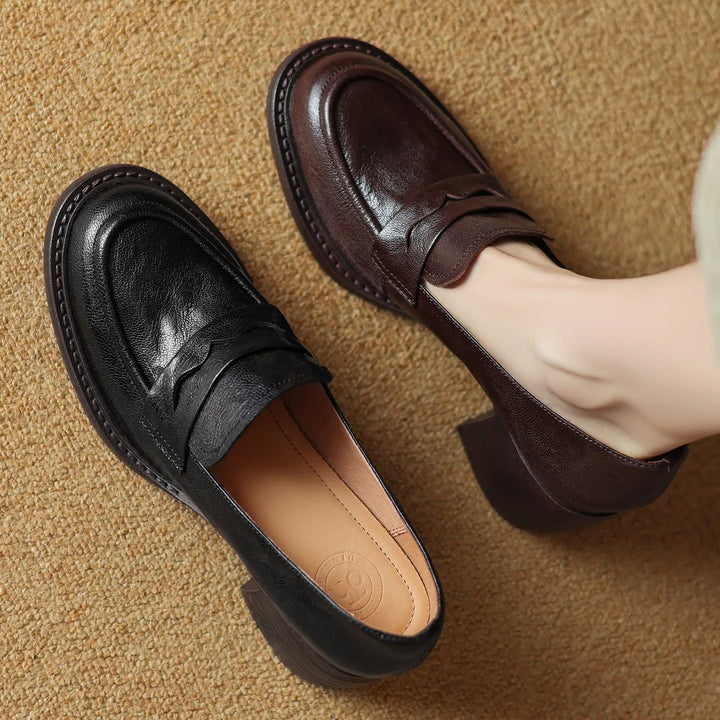 Umber Genuine Leather Heels