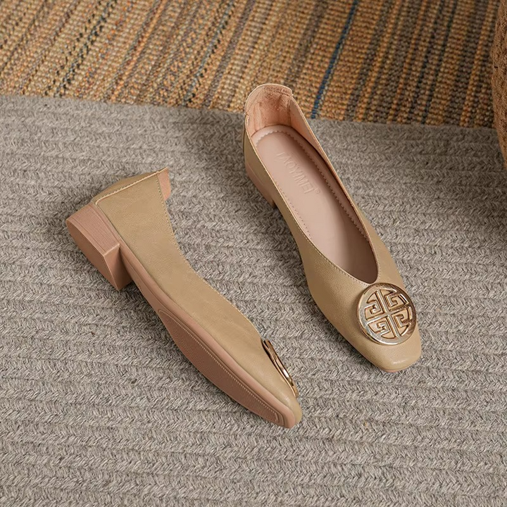 Orchard Leather Flats Beige