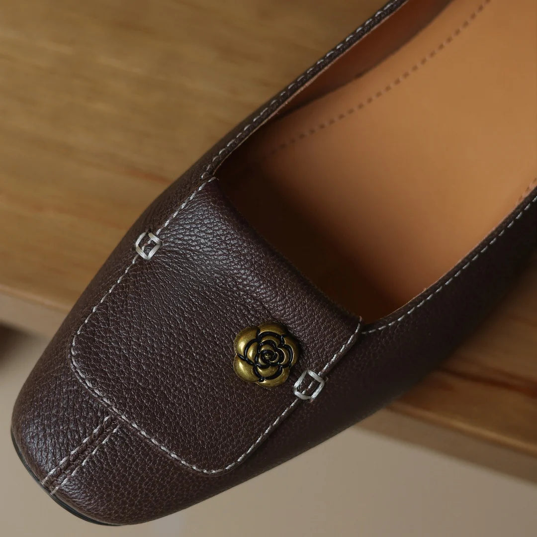 Camellia Leather Comfort Flats