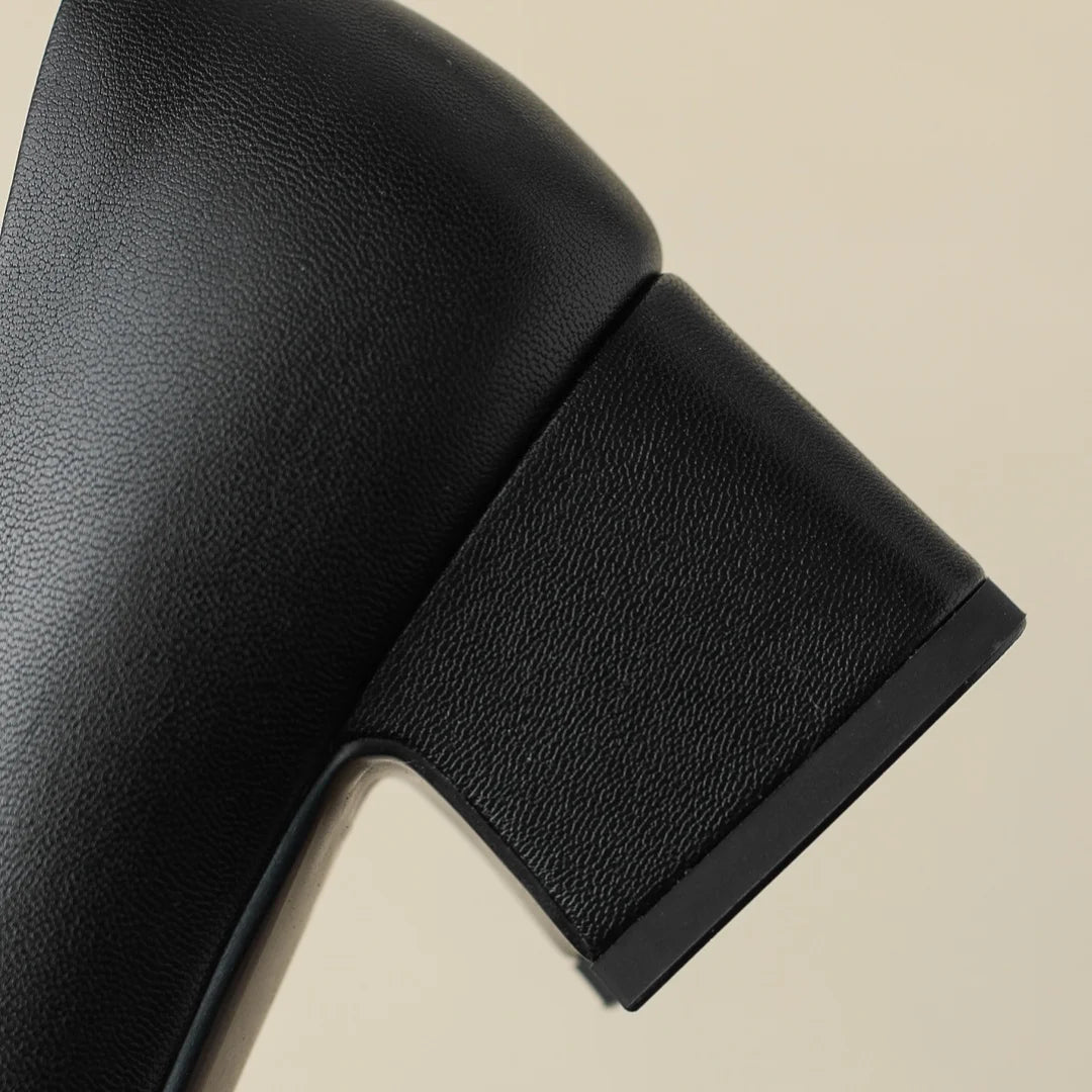 Eclipse Leather Square Toe Heels