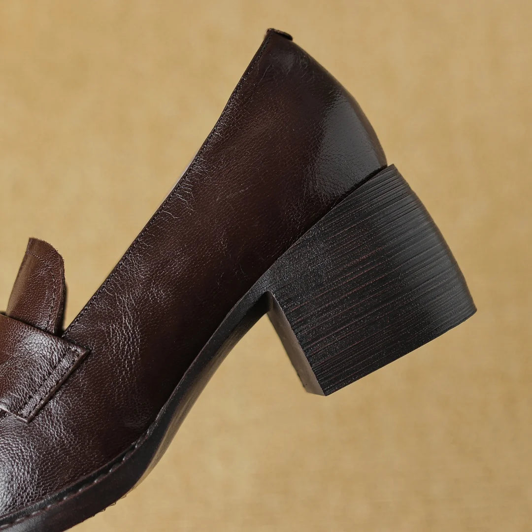 Umber Genuine Leather Heels
