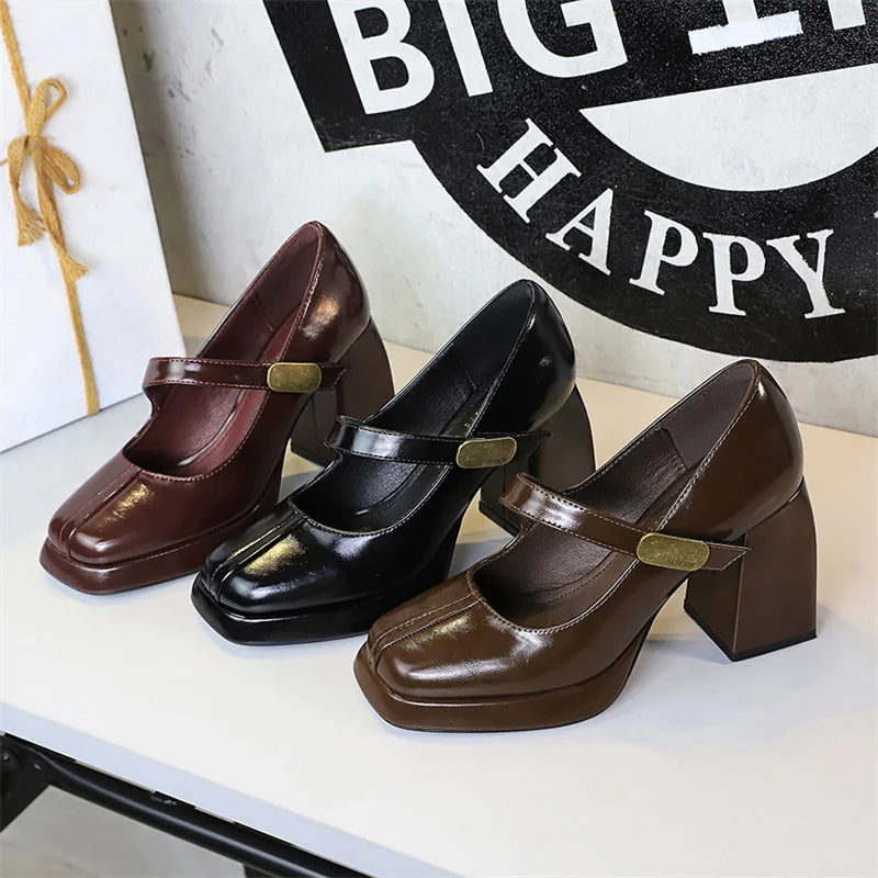 Elena™ | Chunky T-Strap Mary Jane Heels