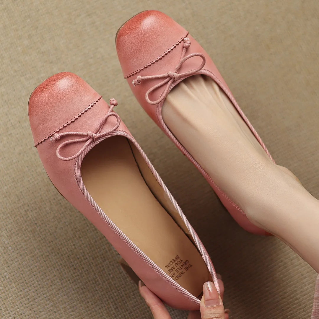 Elara Soft Leather Ballet Heels