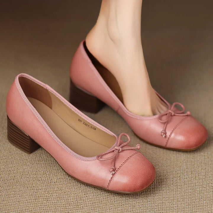 Elara Soft Leather Ballet Heels