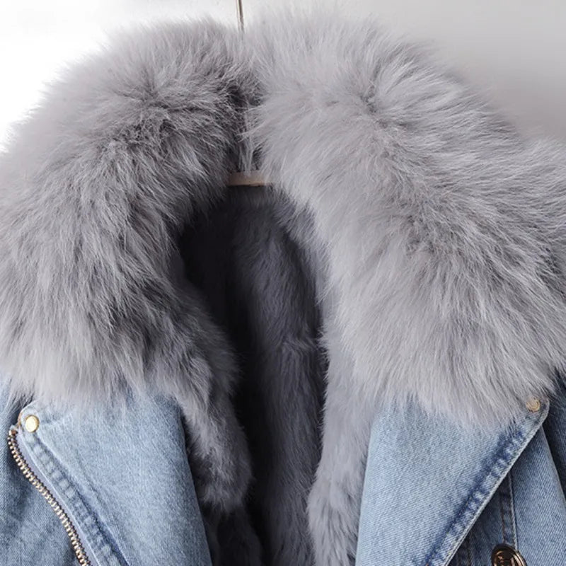 Aurelia™ l Luxe Lined Fox Fur Denim Coat