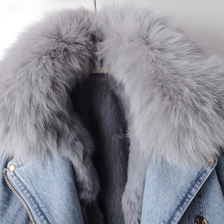 Aurelia™ l Luxe Lined Fox Fur Denim Coat
